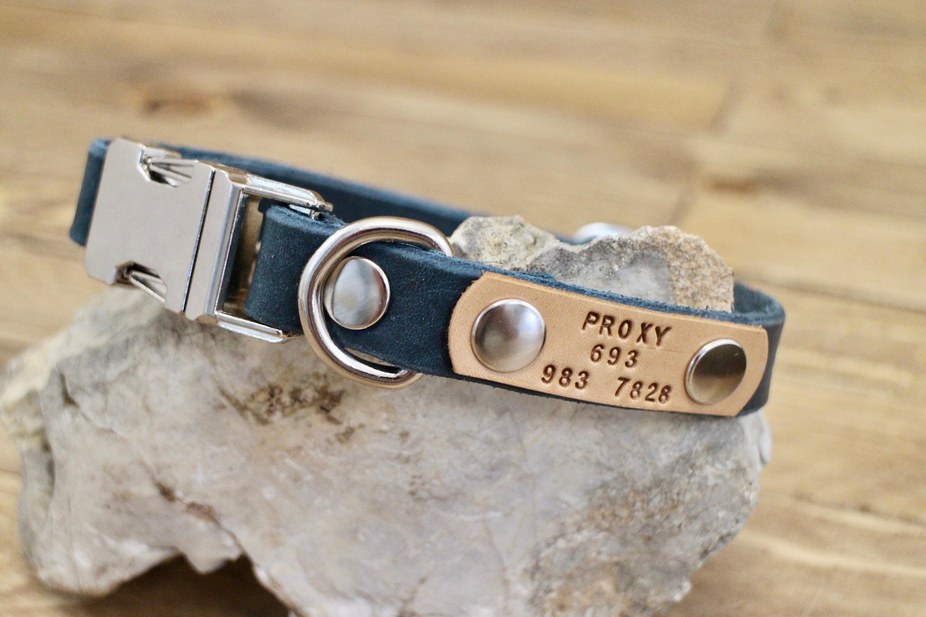Dog collar Clip collar FREE ID TAG Leather clasp collar Etsy