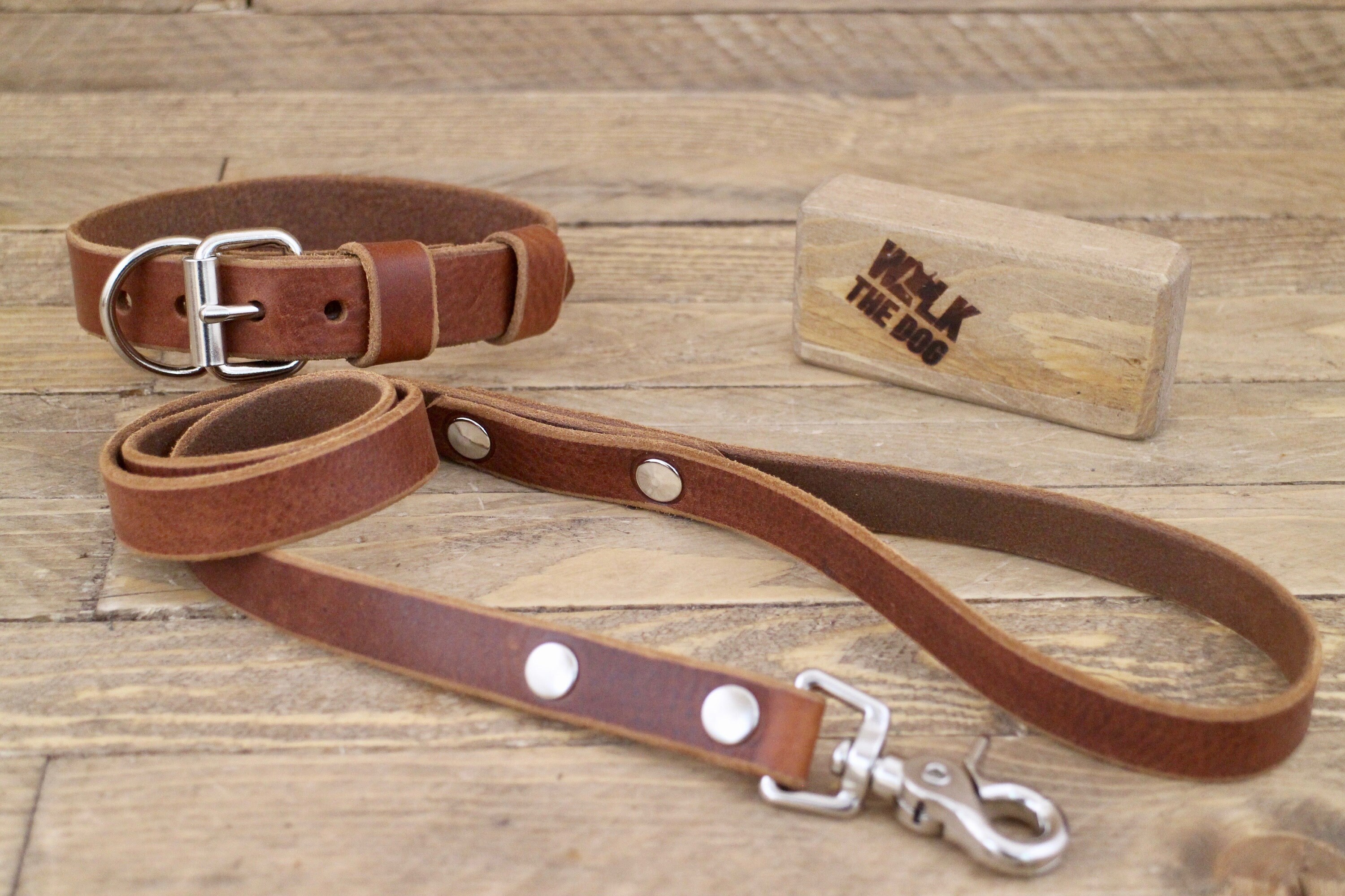 Leather dog collar Dog leash Set collar and leash FREE ID Etsy