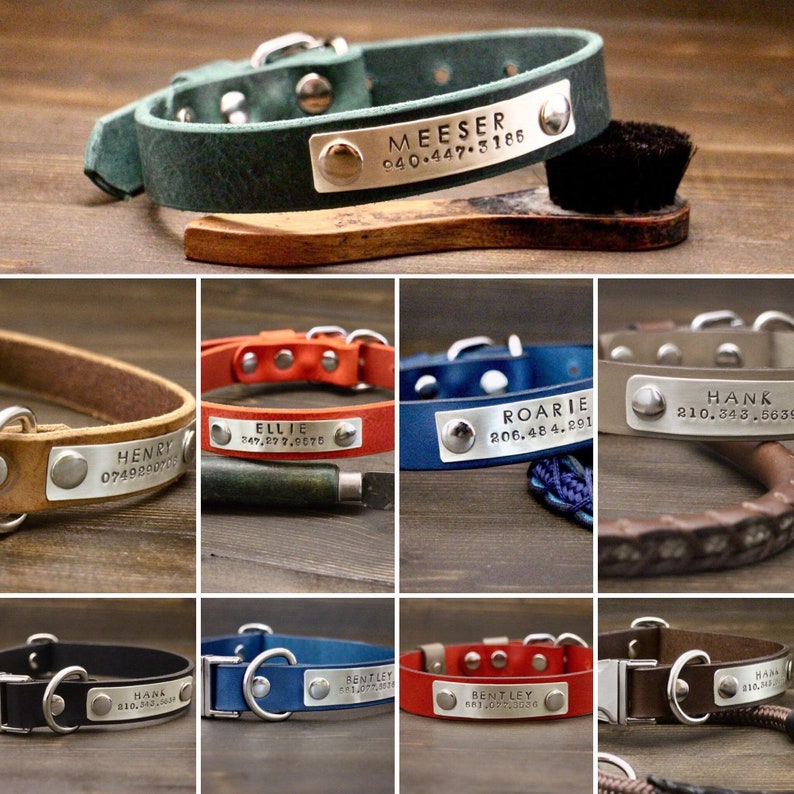 Cocoa Collar and leash set FREE ID TAG Unique. Silver hardware Dog collar Leather leash Handmade collar and leash Wolf grey brown
