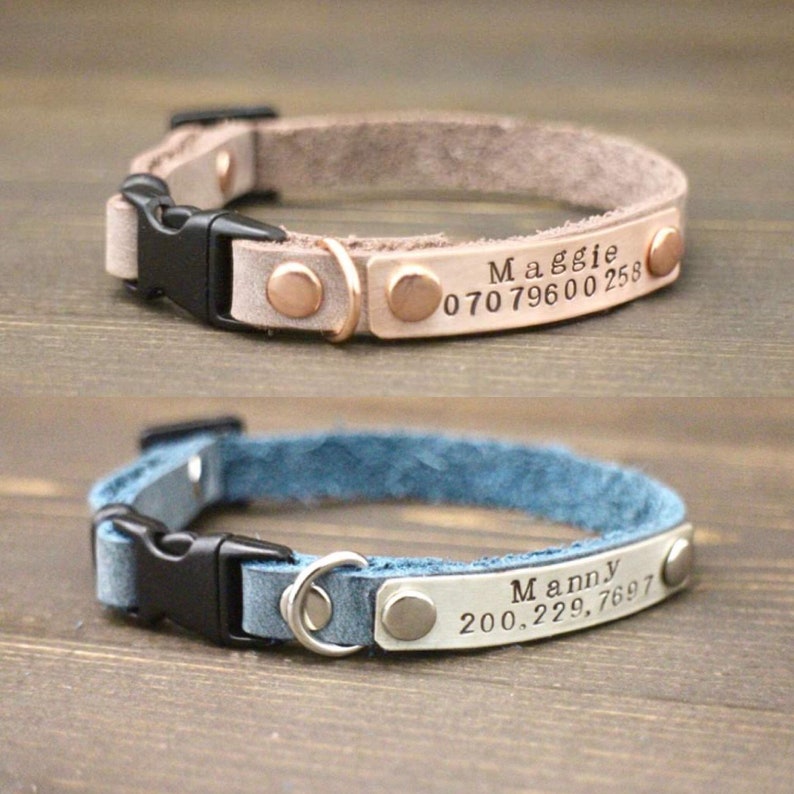 Personalised collar Cat id tag Cat collar Leather cat collar Leather cat collar Breakaway cat collar Cat accessories