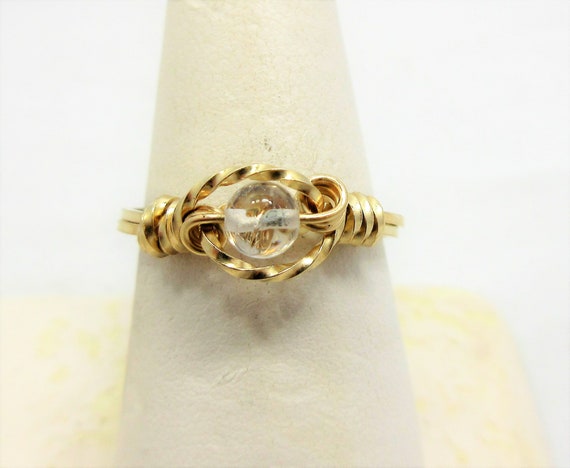 Quartz Ring 14k Gold Filled Wire Wrap Ring Any Size Etsy