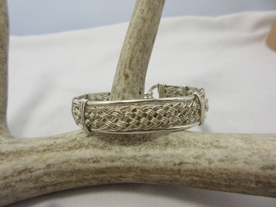 Woven Bracelet Sterling Silver Wire Wrap Bracelet Size 7 Etsy