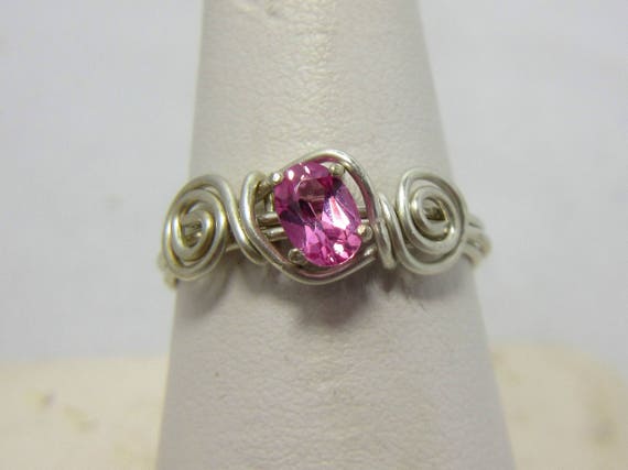 Pink Tourmaline Ring Sterling Silver Wire Wire Wrap Ring Etsy