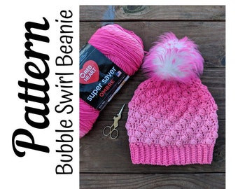 Crochet Pattern, Bubble Swirl Beanie PATTERN, Crochet Bubble Beanie, Crochet Swirl Beanie, Ltkcuties, Crochet Hat, Beanie, DIGITAL DOWNLOAD