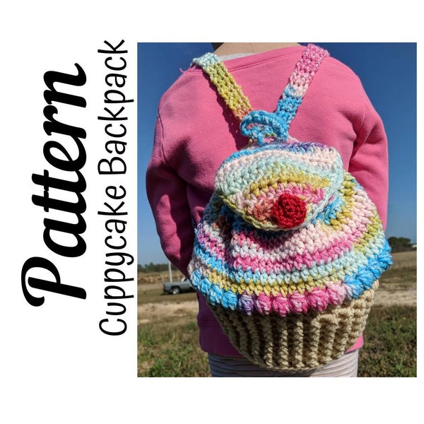 Crochet Pattern, Crochet Cuppy Cake Backpack PATTERN Only, Crochet Cupcake Backpack, Crochet Cupcake Purse, Ltkcuties, DIGITAL DOWNLOAD