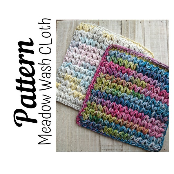 Crochet Pattern, Crochet Meadow Wash Cloth PATTERN Only, Crochet Wash Cloth, Crochet Cloth, Ltkcuties, Crochet, DIGITAL DOWNLOAD