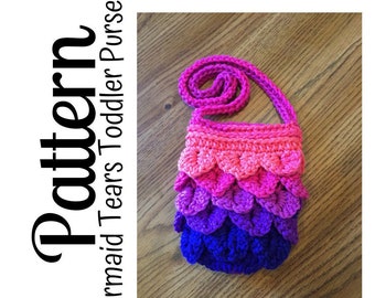 Crochet Pattern, Crochet Mermaid Tears Toddler Purse PATTERN, Crochet Mermaid Purse, Crochet Bag, Crochet Purse, DIGITAL DOWNLOAD, Ltkcuties