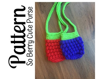 Crochet Pattern, So Berry Cute Toddler Purse PATTERN, Crochet Strawberry Purse, Crochet Grape Purse, Crochet Toddler Purse, DIGITAL DOWNLOAD