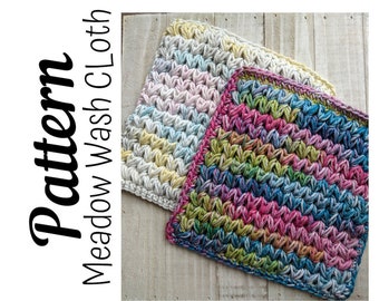 Crochet Pattern, Crochet Meadow Wash Cloth PATTERN Only, Crochet Wash Cloth, Crochet Cloth, Ltkcuties, Crochet, DIGITAL DOWNLOAD