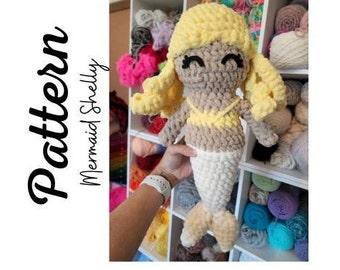 Crochet Pattern, Crochet Mermaid Pattern, Crochet Mermaid Shelly, Mostly No Sew Mermaid, Ltkcuties, DIGITAL PATTERN ONLY