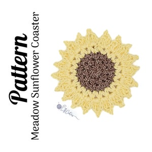 Crochet Pattern, Crochet Sunflower, Crochet Meadow Sunflower Coasters, Crochet Coaster, Crochet Flower, Ltkcuties, DIGITAL DOWNLOAD ONLY