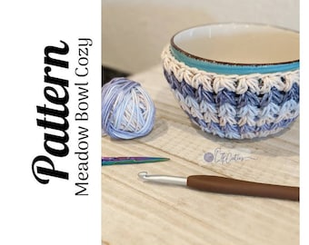 Crochet Pattern, Crochet Meadow Bowl Cozy, Crochet Bowl Holder, Crochet Food Holder, Ltkcuties, DIGITAL DOWNLOAD, Crochet Cotton Yarn