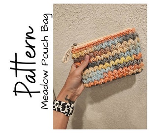 Crochet Pattern, Crochet Pouch, Crochet Meadow Pouch Bag, Crochet Cover, Ltkcuties, DIGITAL DOWNLOAD, Crochet Gift, Crochet Bag, No Sew