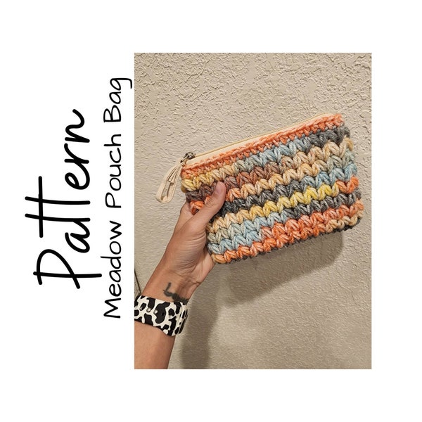Crochet Pattern, Crochet Pouch, Crochet Meadow Pouch Bag, Crochet Cover, Ltkcuties, DIGITAL DOWNLOAD, Crochet Gift, Crochet Bag, No Sew