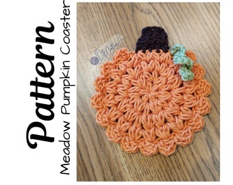 Crochet Pumpkin Coasters, Crochet Pumpkin, Crochet Pattern, Crochet Meadow Pumpkin Coasters, Ltkcuties, DIGITAL DOWNLOAD only.