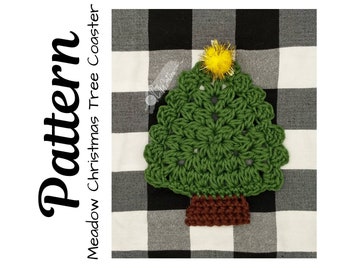 Crochet Pattern, Christmas Crochet Pattern, Crochet Meadow Christmas Tree Coaster, Christmas Tree Coaster, Ltkcuties, DIGITAL DOWNLOAD ONLY