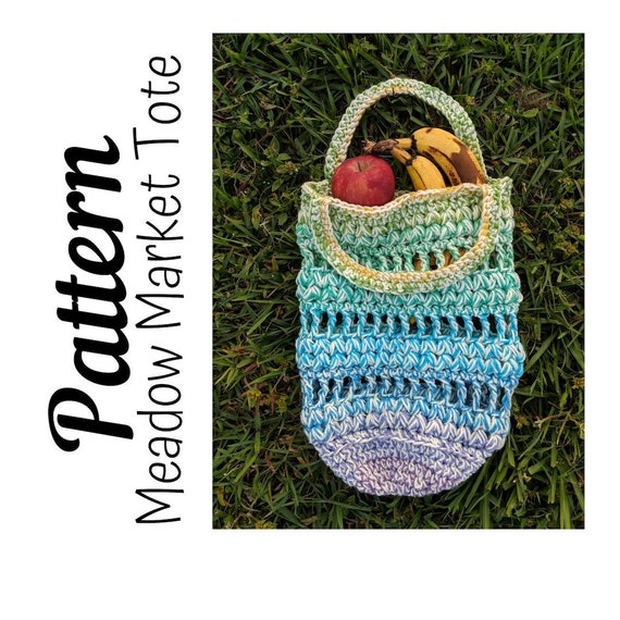 Crochet Pattern, Crochet Meadow Market Tote PATTERN, Crochet Market Tote, Crochet Bag, Crochet Cotton, Ltkcuties, DIGITAL DOWNLOAD