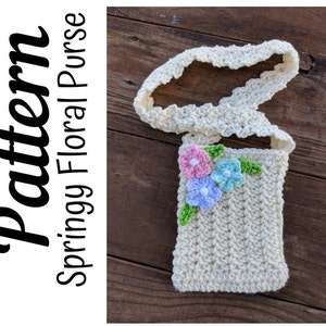 Crochet Pattern, Springy Floral Toddler Purse PATTERN Only, Ltkcuties, Crochet Floral Purse, Crochet Purse, DIGITAL DOWNLOAD, Crochet Bag