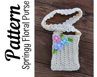 Crochet Pattern, Springy Floral Toddler Purse PATTERN Only, Ltkcuties, Crochet Floral Purse, Crochet Purse, DIGITAL DOWNLOAD, Crochet Bag
