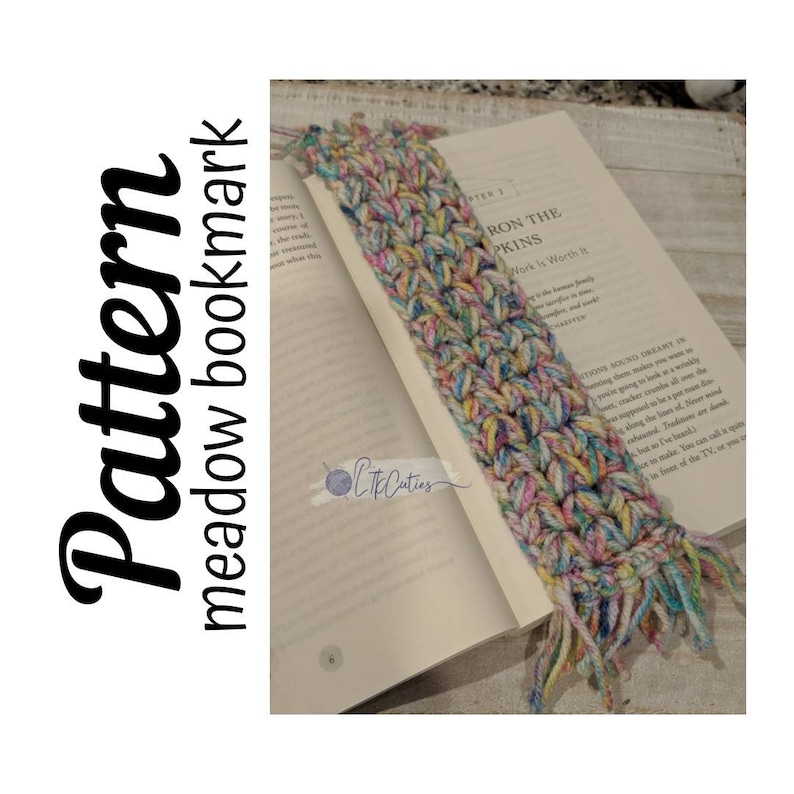 Crochet Pattern, Crochet Meadow Bookmark PATTERN Only, Crochet Bookmark, Crochet Book Saver, Ltkcuties, Crochet, DIGITAL DOWNLOAD image 1