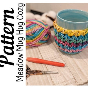 Crochet Pattern, Crochet Meadow Mug Hug Cozy PATTERN Only, Crochet Mug Cozy, Crochet Coffee Coaster, Ltkcuties, Crochet, DIGITAL DOWNLOAD