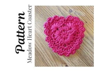Crochet Pattern, Crochet Meadow Heart Coaster, Valentines Day, Crochet Heart, Ltkcuties, Crochet Vday, Crochet Coaster, DIGITAL DOWNLOAD PDF