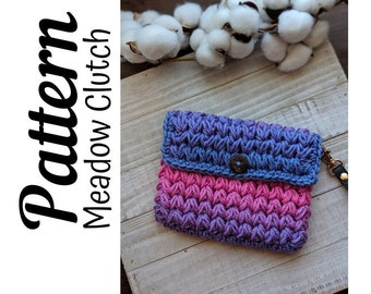 Crochet Pattern, Crochet Meadow Clutch PATTERN Only, Crochet Clutch, Crochet Bag, Crochet Purse, Ltkcuties, Crochet, DIGITAL DOWNLOAD