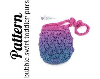 Crochet Pattern, Crochet Bubble Swirl Toddler Purse PATTERN, Crochet Purse, Crochet Bag,  Crochet Toddler Purse, Ltkcuties, DIGITAL DOWNLOAD
