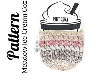 Crochet Pattern, Crochet Meadow Ice Cream Cozy, Ltkcuties, Crochet Pint Cozy, Pint Cozy, Cotton Yarn, DIGITAL DOWNLOAD ONLY