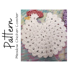 Crochet Pattern, Crochet Meadow Chicken Coaster, Crochet Coaster, Crochet Chicken Pattern, Crochet Chicken Coaster, Ltkcuties