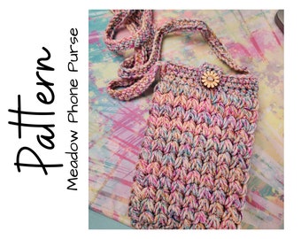 Crochet Pattern, Crochet Meadow Phone Purse, Crochet Bag, Crochet Phone Bag, Crochet Market Pattern, Ltkcuties