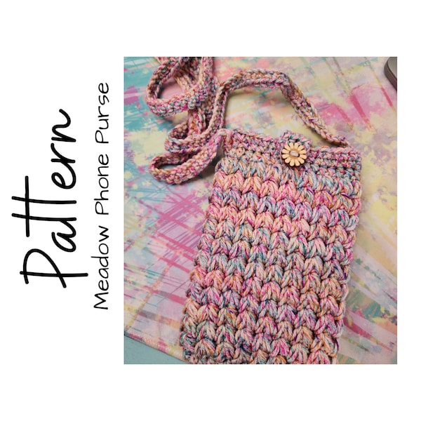 Crochet Pattern, Crochet Meadow Phone Purse, Crochet Bag, Crochet Phone Bag, Crochet Market Pattern, Ltkcuties