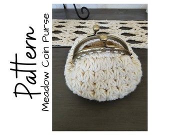 Crochet Pattern, Crochet Meadow Coin Purse, Crochet Coin Bag, Crochet Purse, Vintage Crochet, Ltkcuties, DIGITAL DOWNLOAD