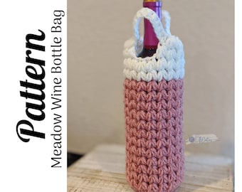 Crochet Pattern, Crochet Meadow Wine Bottle Holder, Crochet Wine Bag, Ltkcuties, Crochet Cotton Yarn, Crochet Gift Bag, DIGITAL DOWNLOAD
