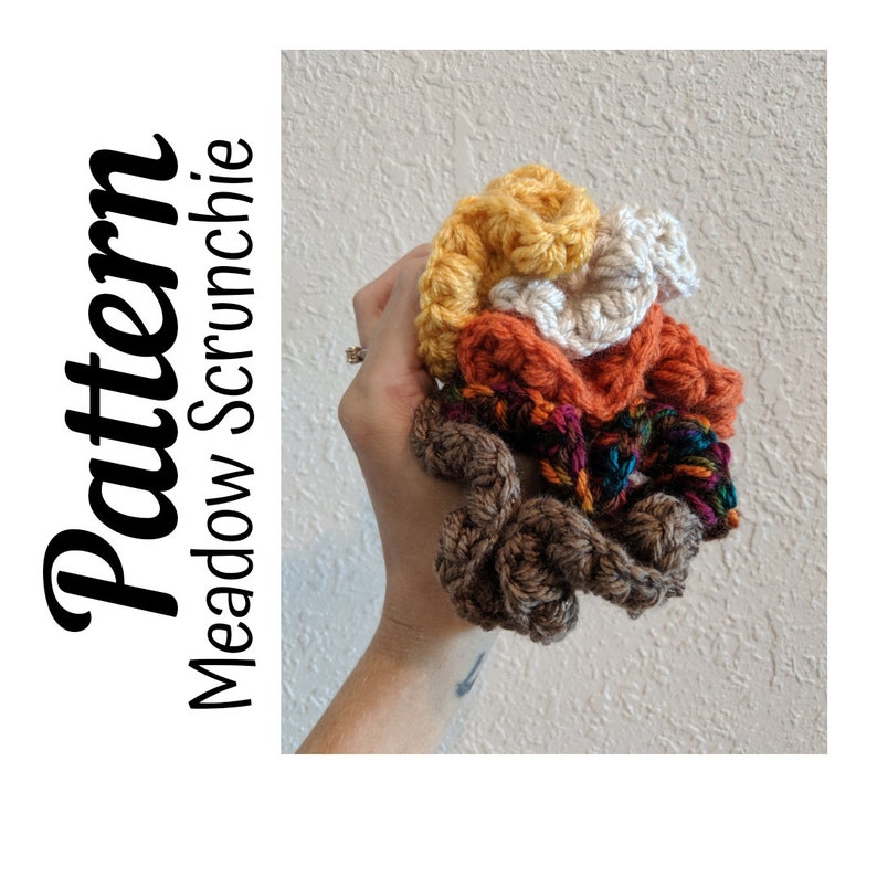 Crochet Pattern, Crochet Meadow Scrunchie PATTERN Only, Crochet Scrunchie, Crochet Hair Tie, Crochet, Ltkcuties, Crochet, DIGITAL DOWNLOAD image 1