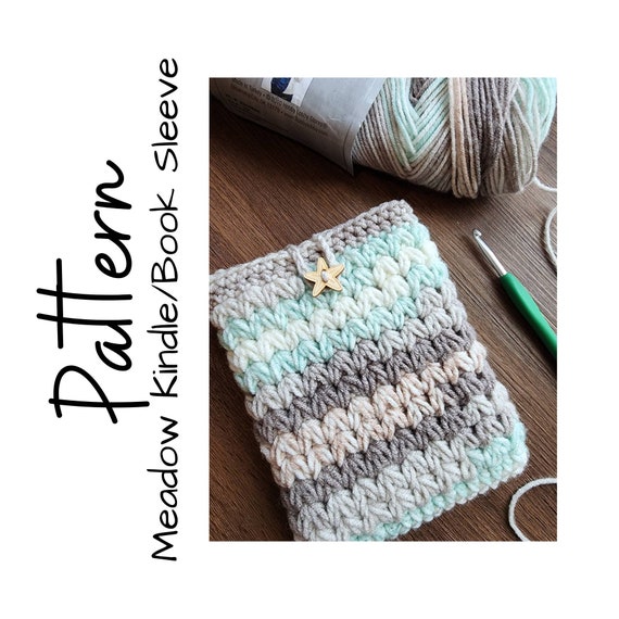 Crochet Pattern, Crochet Book Sleeve, Crochet Meadow Kindle/book Sleeve,  Crochet Kindle Cover, Crochet Book Cover, Ltkcuties, DIGITAL 