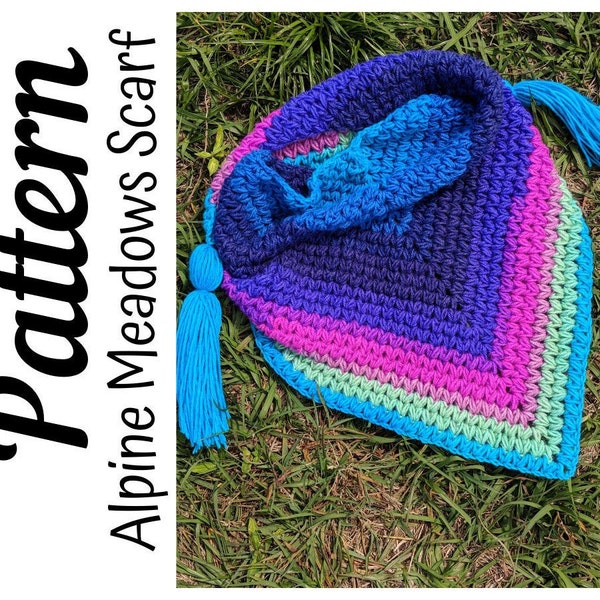 Crochet Pattern, Crochet Alpine Meadows Triangle Scarf PATTERN, Crochet Triangle Scarf, Crochet, Crochet Scarf Pattern, DIGITAL DOWNLOAD