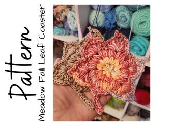 Crochet Pattern, Crochet Leaf Coaster, Crochet Fall Leaf, Crochet Decor, Ltkcuties, Crochet Meadow Fall Leaf Coaster,