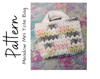Crochet Pattern, Crochet Meadow Mini Tote, Crochet Tote, Crochet No Sew Pattern, Ltkcuties, Digital Download, Crochet Gift, Crochet Easter
