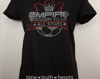 Logo Empire Soccer Club All Stars (9,25 x 7,75 po.) T-shirt ou sweat à capuche avec strass - 6 styles au choix - Livraison gratuite aux États-Unis