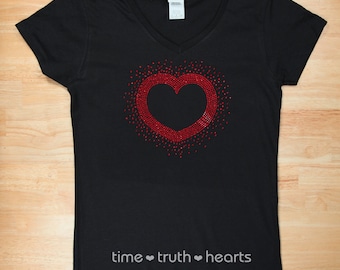 T-shirt ou sweat à capuche coeur strass - 6 styles au choix - Livraison gratuite aux États-Unis