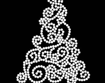 Arbre de Noël tourbillonnant (4,23 x 5,75 po.) T-shirt ou sweat à capuche avec strass - 6 styles au choix - Livraison gratuite aux États-Unis