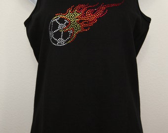 T-shirt ou sweat à capuche avec strass Boule de feu (7,5 x 10 cm) - 6 modèles au choix - Livraison gratuite aux États-Unis