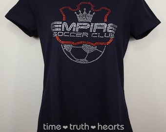 Camiseta o sudadera con capucha con diamantes de imitación y el logotipo del Empire Soccer Club (8" x 7,75"): elige entre 6 estilos. Envío gratuito en EE. UU.