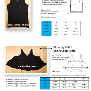 Puede incluir: Dos camisetas de tirantes negras con el texto "time truth hearts" impreso en la parte delantera. La primera camiseta de tirantes es de corte normal, y la segunda camiseta de tirantes es una camiseta de tirantes corta de corte fluido. Ambas camisetas de tirantes est&aacute;n disponibles en diferentes tallas.