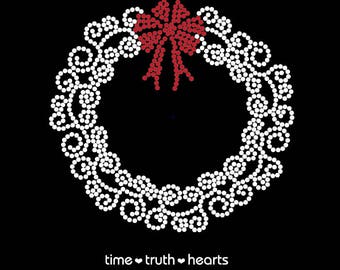Couronne de Noël (7,25 x 6,92 po.) T-shirt ou sweat à capuche avec strass - 6 styles au choix - Livraison gratuite aux États-Unis
