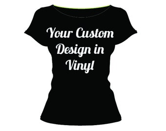 Chemise en vinyle personnalisée - 1 couleur de devant - À partir de 19,99 USD - ** Livraison gratuite aux États-Unis **