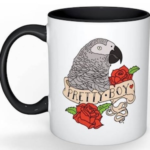 Mug joli garçon perroquet gris africain