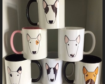 Custom Big Bully Bull Terrier Face Pet Portrait Mug