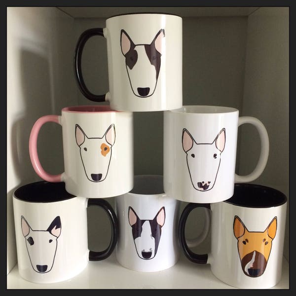 Custom Big Bully Bull Terrier Face Pet Portrait Mug